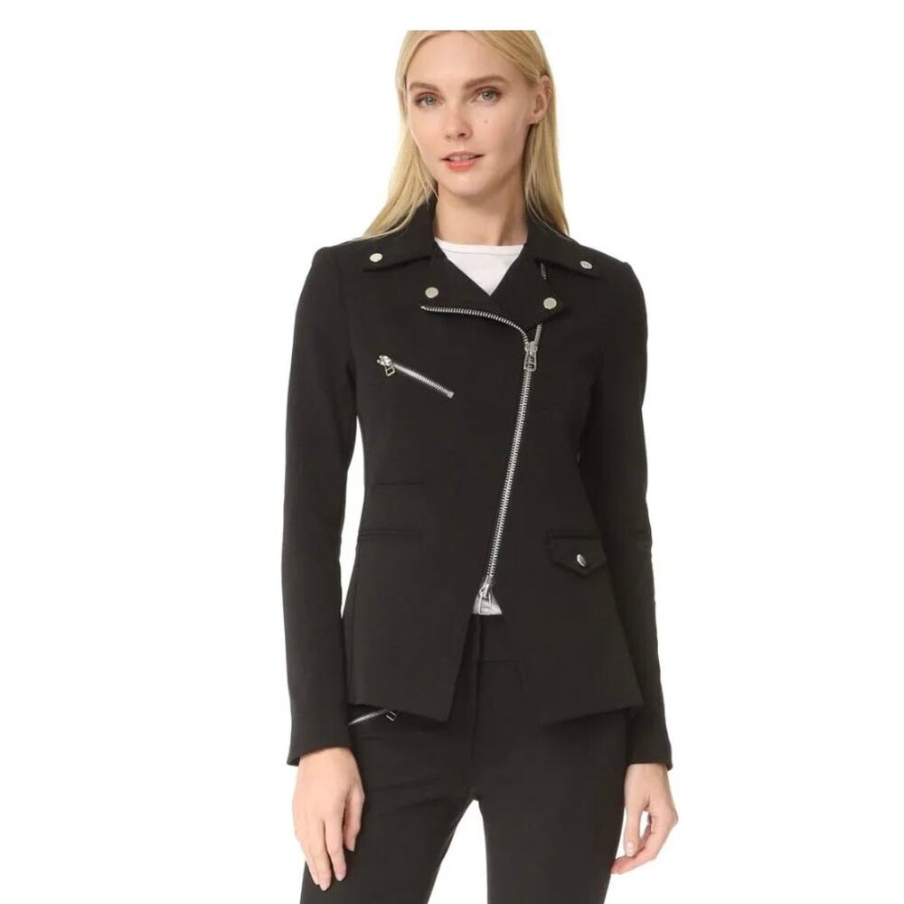 NWT $650 Veronica Beard Scuba Hadley Moto Dickey Jacket Size 00 Womens